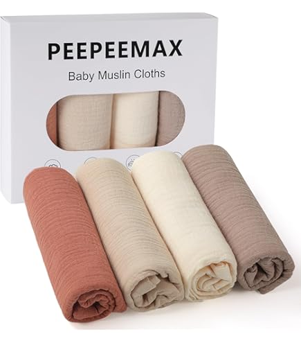 KeaBabies 4-pack mousseline doekjes baby 120x120 - bakdoek