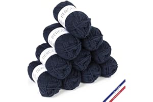 BERGERE DE FRANCE Bergère de France - BARISIENNE 7, lot de 10 pelotes de laine à tricoter et au crochet (10 x 50g) - 100% Acrylique - 6,5 mm - Fabrication Française - Gros Fil Rond très Doux - Bleu (CREPUSCULE)