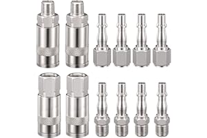 Spurtar 12 Pcs Air Line Connectors Compressor 1/4" BSP Air Line Fittings Hose Pipe Airline Connector Couplings Tools Plug Kit Accessories with Male Female Thread