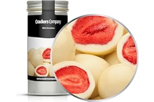 CRACKERSCOMPANY 4 x 60g Gefriergetrocknete Erdbeeren in feinster weisser Schokolade in Deutschland hergestellt Premium Qualität