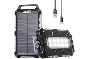 WOWMVP Solar Powerbank 20000 mAh, PD 15W Tragbare USB C Solar Ladegerät mit 3 Ausgänge 2 Eingänge, Outdoor Wasserdichtem Power Bank Solarpanel Kompatibel für Smartphones, Tablets und mehr