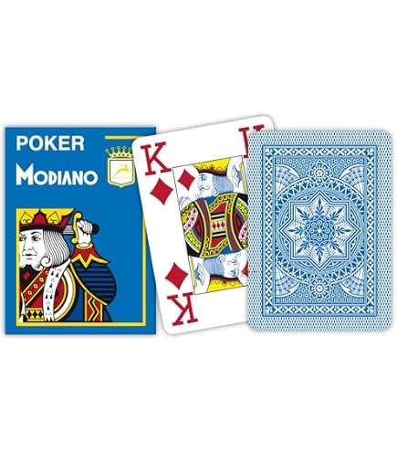 Carte da Gioco Poker Modiano Blu Plastica 4 Grandi Indice Poker Taglia