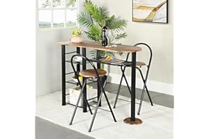 GOKHOMX Table and Chair Set for 2 Seater Furniture Kitchen Table Small Room 2 Person Dining Table with 2 Folding Chairs for Kitchen Bar Balcony Garden