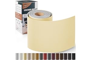 OAZ Kit de Reparación de Cuero para Muebles, Parche de Reparación Autoadhesivo 10x160 cm, Cuero Adhesivo Para Tapizar para Asientos de Automóviles, Sofás, Asientos de Barcos, Sofás para Sillas Crema