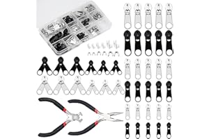 ETELIAR 171 Stück Reißverschluss Ersatz Set, Reißverschluss Reparatur Set mit Zangen für Jacken Taschen Zelte Gepäck Schlafsack Koffer