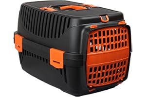 JOLIE MAX Pet Carrier Crate Box for Cats and Dogs. Kennel Travel Animal Box. Detachable Roof and Handle. (Orange)