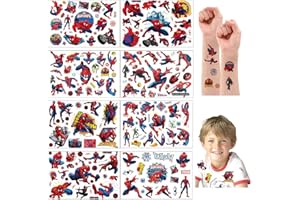 YUYAN Spider Man Temporary Tattoos Stickers for Kids cute cartoon Tattoos Party Favors and Birthday Decorations for Girls Boys(8 Spiderman Temporary Tattoo Sheets) …