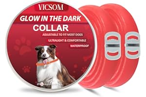 VICSOM Dog Collars, 2PC Luminous Dog Collars for Most Dog Breeds and Sizes Dog Collar for Puppies Small Medium Large Dogs, Waterproof Collars for Dogs- Red