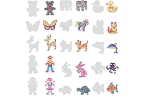 JEQQINUZ 15 Muster Bügelperlen Platten Bügelperlen Vorlagen, 5mm Silikonperlen Perlenbrett Steckperlen Platten DIY Basteln Handwerk Kunststoff Bügelplatte Menschen Tiere