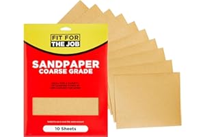 Fit For The Job 10 Grandes Feuilles Papier de Verre à Gros Grains A4 pour poncer Le Bois, Les Meubles, Le métal, Le plâtre pour la rénovation de la Maison, la décoration et Plus, 230mm x 280mm