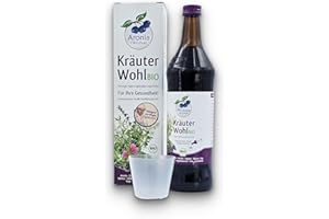 ‎ARONIA ORIGINAL Aronia ORIGINAL Bio KräuterWohl 700 ml | Nahrungsergänzungsmittel mit Polyphenolen, Bitterstoffen, Mangan und OPC | Aroniasaft + Kräuter nach Hildegard von Bingen (Galgant, Süßholzwurzel, Zistrose)