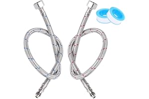 CARREUTY 2 Stück Anschlussschlauch Armatur，80 CM Flexschlauch Wasserhahn Schlauch Verlängerung, G3/8 X M10 Edelstahl Geflochtener Flexibler Armaturenschlauch für Küche Mischbatterie