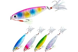 WYSUMMER 5Pcs Fishing Lures Set, Hard Metal Fishing Lures Spoon Sequins Bait Fishing Spoon for Cod Bass Pile Salomon Trout Baits With Treble Hooks