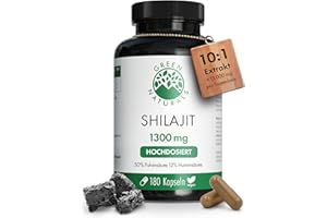 ‎GREEN NATURALS Shilajit Original Himalaya - Hochdosiert: 13.000 mg Shilajit pro Tagesdosis (10:1 Extrakt) +50% Fulvinsäure +12% Huminsäure - 3 Monate Vorrat (180 Kapseln) - Ohne Zusätze - Green Naturals®
