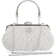 Beaface Women's Clutch Bag Beaded Pearl Clutch Bags for Women, Evening Clutch Handbag Crossbody Bags for Wedding Prom Party Gift for Mom Wife (White 1)