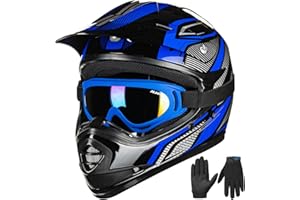 ILM Casque Moto Enfant Motocross Cycliste pour Garçon et Fille avec Goggle Gants VTT ATV Off Road ECE B07