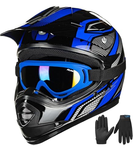 Casque Motocross Enfant Avec Lunettes Et Gants - Ensemble Complet Protection ATV Moto Cross