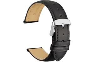 WOCCI Correas de Reloj de Cuero Vintage con Hebilla de Plata Inoxidable, Correa de Repuesto 14mm 16mm 18mm 19mm 20mm 21mm 22mm 23mm 24mm