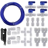 HAXIHA 10 Meters Universal Water Supply Hose,1/4" Refrigerator Hose Connector Kit (Y+T+I+L Combo+Shut-off Valve) for RO Rever