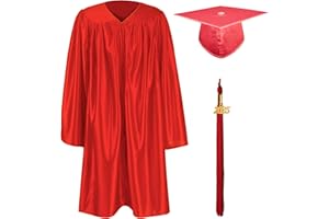 GraduationMall Dziecięcy Talar z Kapeluszem Absolwentów i Frędzlami 2023 do Przedszkola, na Zakończenie Szkoły Czerwony 36(131-138cm)