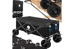 ‎MIWEBA Miweba Faltbarer Bollerwagen MB-30 | Traglast 120 kg - Klappbar - Handwagen faltbar - Transportwagen für Kinder - Kinderwagen - Gartenwagen - Wagen - Strandwagen - Faltwagen (Schwarz/Dunkelgrau)