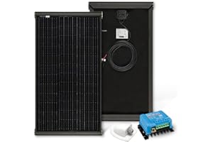 MOSCATELLI Pannello Solare per Camper 240W Black Boost Monocristallino PERC Kit Fotovoltaico per Camper con Profilo integrato in Alluminio Nero - Regolatore Bluetooth 20A