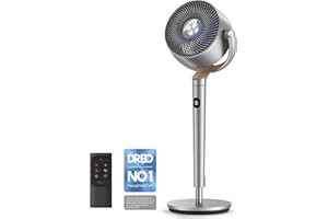 Dreo Standing Fan, 120°+120° Omni - directional Cooling Fans For Bedroom, 85 ft Circulator With Remote, DC Motor Silent Pedestal Fans, Adjustable Height Room Fan, 8 Speeds, 3 Modes, 8H Timer
