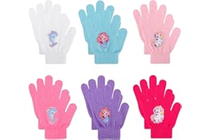 JUPSK Dziecięce rękawiczki zimowe, dzianinowe rękawiczki z jednorożcem, magiczne rękawiczki z pełnymi palcami, rozciągliwe, ciepłe rękawiczki dla dzieci, dziewcząt, chłopców w wieku 4-9 lat, 6 par,