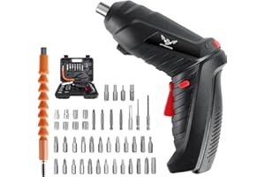 JENABOM 47 in 1 Cordless Electric Screwdriver, 3.6V Li-ion 3.5N.m Max Torque Electric Rotatable Screwdriver Tool with Rechargeable Battery & LED Light for Home DIY(Black)