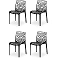 RW REST WELL Web Designer Plastic Outdoor Chair (Set of 4, Black)