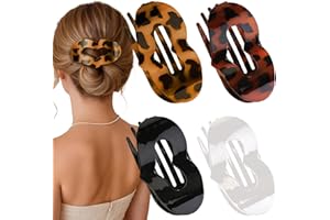 GIFTGEM 4 PCS Flat Hair Claw Clips for Women - Tortoise Amber Flat Hair Clips for women and Girls, Heart Strong Hold Duckbill Hair Clips for Thick & Thin Hair