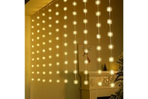 BLOOMWIN Guirnaldas Cortina Luces 100pcs Copos de Nieve DIY 3x1m 100Leds USB con Control Remoto 8 Modos y Ganchos Luces de Navidad Cadena de Luces para Balcón, Ventana, Pared, Escaparate, Boda, Fiesta