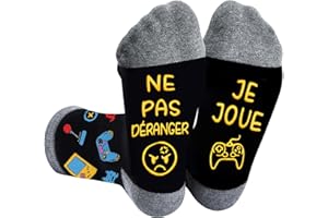 QXRXN Cadeau Noel Homme, Chaussettes Homme 43-46 Fantaisie, Chaussettes Rigolotes Homme NE PAS DÉRANGER JE JOUE Cadeaux pour Anniversaire Fete des Peres la Saint Valentin pour Papa Adolescents Garçon