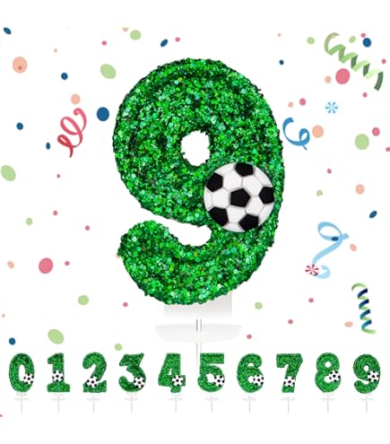 Candela Numero 8 Pallone Calcio Per Torte Compleanno - Decorazione Festosa - Foto 2