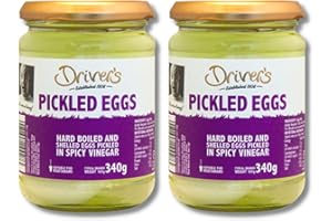 Driver's Pickled Eggs - Pack of 2 Jars x 340g Each - Fresh Quality Shelled Eggs - Perfect Snack or Appetizer for any Occasion - Bundled by The Great British Kitchen