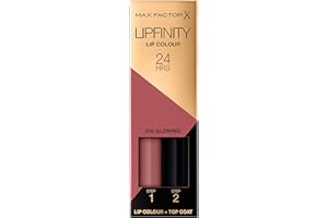 Max Factor LipFinity Lip Colour Lipstick Pintalabios, Tono 16 Glowing - Paso 1: 2.3ml Paso 2: 1.9g