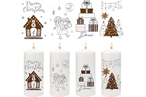 Joxessaien Advent Kerzen Tattoo 6-8cm | Advent Zahlen & Weihnachtsmotive Geschenk Tannenbaum | Kerzenaufkleber für Stumpenkerzen Weihnachten