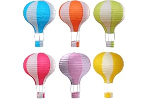 Famgee Hanging Hot Air Balloon Paper Lanterns Set Party Decoration Birthday Wedding Christmas Party Decor Gift Stripe Set Pack of 6 Pieces 30 cm (12")