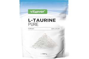 ‎VIT4EVER vit4ever Taurin Pulver - 1000 g (1 kg) - Optimale Löslichkeit - Vegan - 99% Reinheit - Laborgeprüfte Premium Qualität - L-Taurin Aminosäure