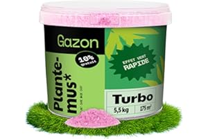 PLANTEMUS* PLANTEMUS Engrais Gazon Turbo Azoté. Technologie Allemande, Action Rapide, Fertilisant Pelouse Microcristaux Ultrasolubles, 5.5 KG, 175 m²
