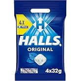 Halls Eucalyptus Flavor Candy, Sugar Free, Pack of 4 x 32g | Sugar free candy with eucalyptus flavor and refreshing effect, p