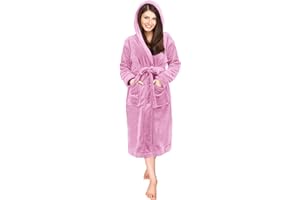 NY Threads Luxury Ladies Hooded Dressing Gown Super Soft Fleece Women's Robe Comfortable Loungewear and Nightwear