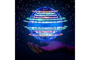 NICEQT Fliegender Ball, Hover Flying Ball Für Kinder Magic Spinner Boomerang Bunte LED Leuchten 360° Drehbare Indoor und Outdoor Flugzeug Spielzeug für Kinder Erwachsene