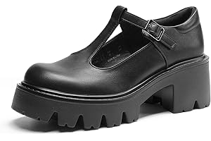 DREAM PAIRS Scarpe Mary Jane Plateau da Donna con Cinturino a T Tacco Grosso Punta Chiusa Comode Eleganti Scarpe da Casual Sera Lolita