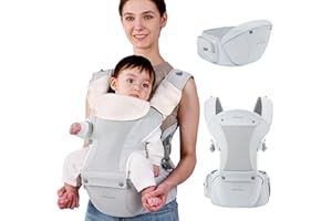 Bebear Mochila portabebés para 0 – 36 meses, mochila de malla de aire 3D para recién nacidos hasta niños pequeños, portabebés ergonómicos 6 en 1 (gris claro)
