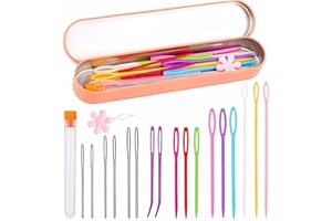 Barlone Pack of 18 Yarn Needle Set, Darning Needles, Sewing Needles with Large Eye, Curved Sewing Needle, Wool Needle for Sewing, Crochet Yarn Needle Accessories with Storage Box, Needle Threader for