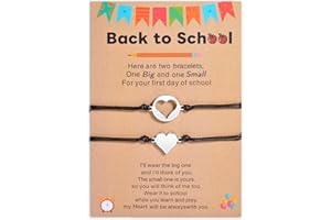MANVEN Back to School Gift Mother And Daughter Bracelet First Day of School Gift Mommy and Me Matching Bracelet Charm Wish Bracelets Jewelry Set for Girls Boys Son Granddaughter