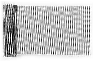 ESENLONG Auto Kühlergrill Gitter, Alu Renngitter, 6 x 12 mm Loch, Universal- Auto Renngitter, Maschennetz, Gitterkörper, Stoßstange, rautenförmiger Grill, schwarz (100 x 33 cm)