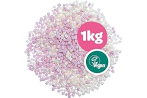FREEDOM CONFECTIONERY Freedom Vegan 1kg Bag Vanilla Mini Pink & White Mini Marshmallows - Vegan Marshmallows UK/Vegetarian Marshmallows UK Natural Flavours & Colours - Gelatine & Gluten Free Vegan Sweets 1kg