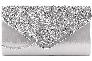 MEGAUK Damen Clutch Glitzer Elegant Abendtasche Glänzend Handtasche Envelope Tasche Strass Unterarmtasche mit Kette für Hochzeit Wedding Prom Party